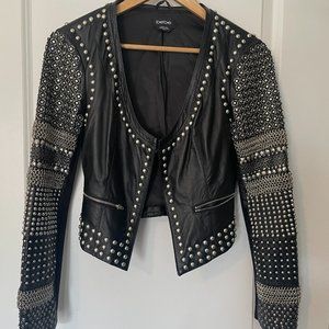 Black XS leather Bebe jacket with silver stud details